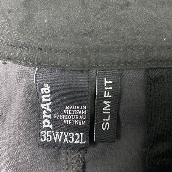 Prana Pants Men's 35 x 32 Charcoal Gray Slim Fit Alameda Chino Hiking Travel - Picture 7 of 12